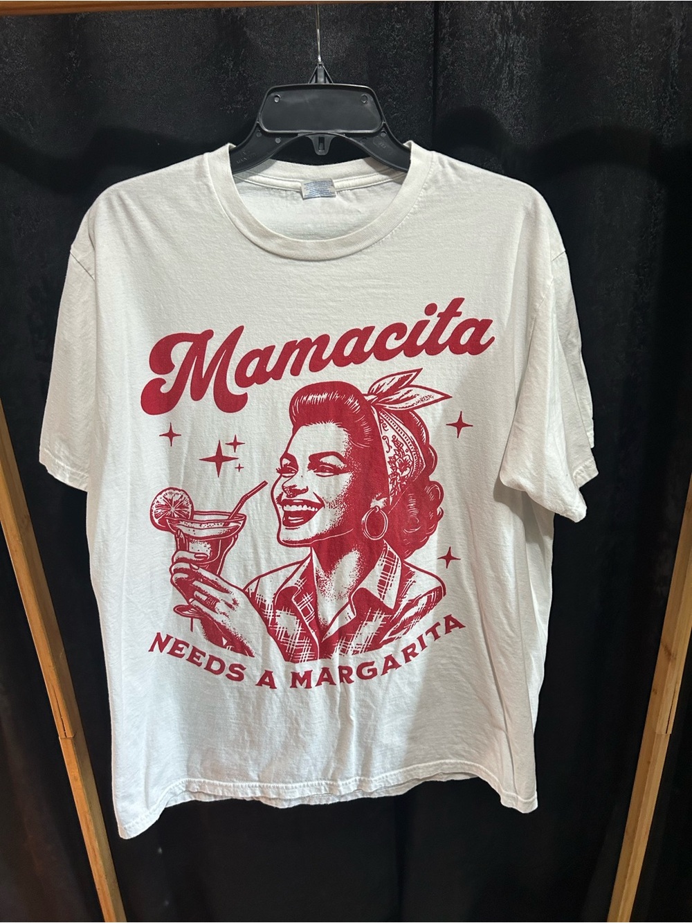 Port and Company White "Mamacita Needs a Margarita" Graphic Tee with Red Print